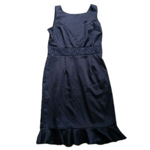 Roulette Black Satin Beaded Cocktail Dress Size 10